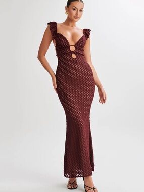 Meshki Ezra Lace Maxi Dress in Plum